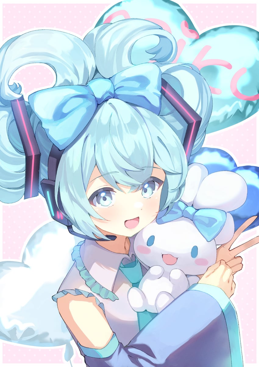 hatsune miku, cinnamoroll, and cinnamiku (vocaloid and 2 more) drawn by lushuao