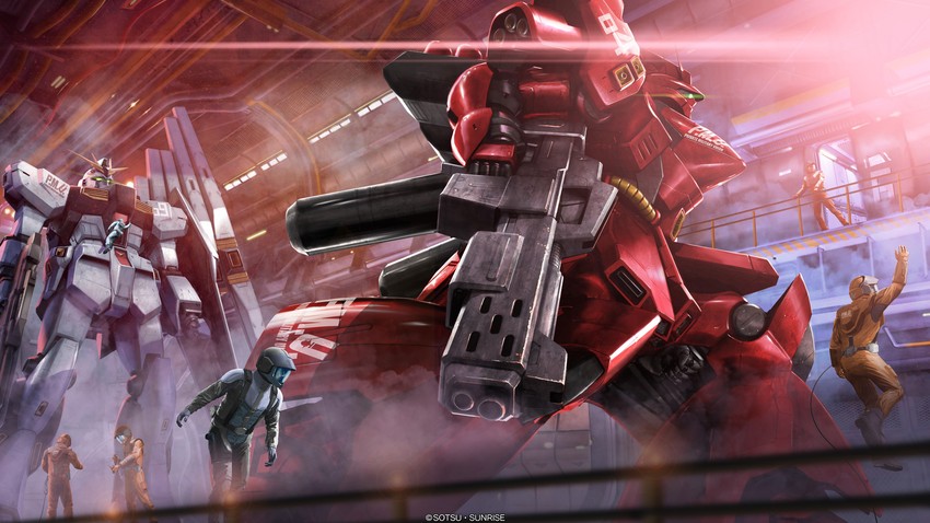 nu gundam and sazabi (gundam and 2 more) drawn by tenjin_hidetaka