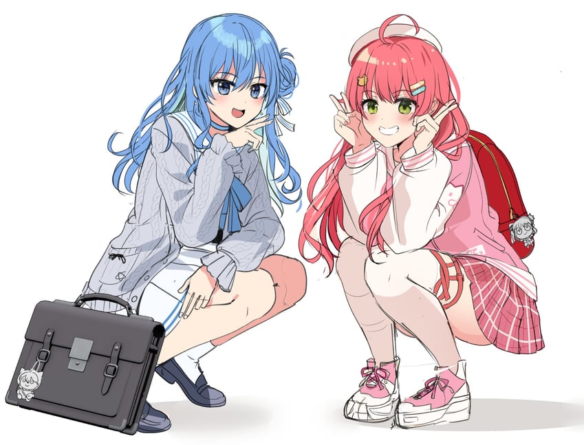 hoshimachi suisei and sakura miko (hololive) drawn by chocho_(homelessfox)