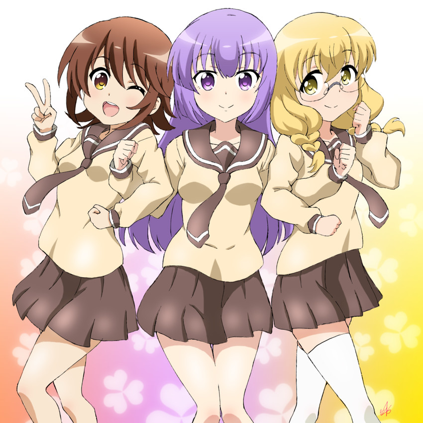 nishikawa youko, odagiri futaba, and hayama teru (sansha san'you) drawn by vzmk2