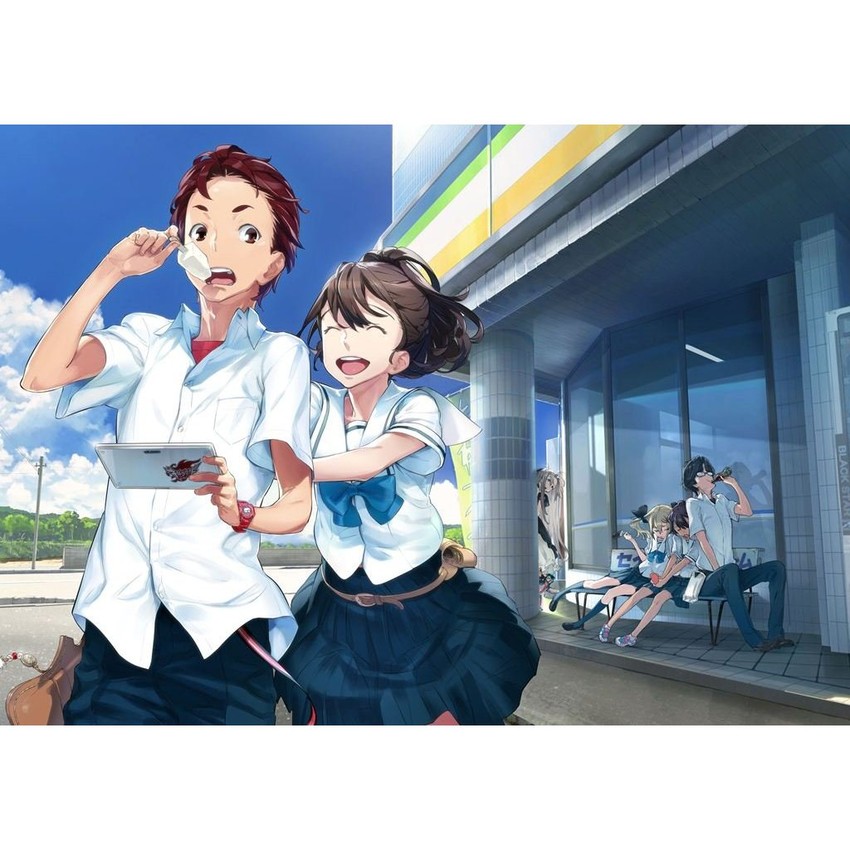 senomiya akiho, koujiro frau, yashio kaito, yukifune airi, daitoku junna, and 1 more (robotics;notes) drawn by fukuda_tomonori