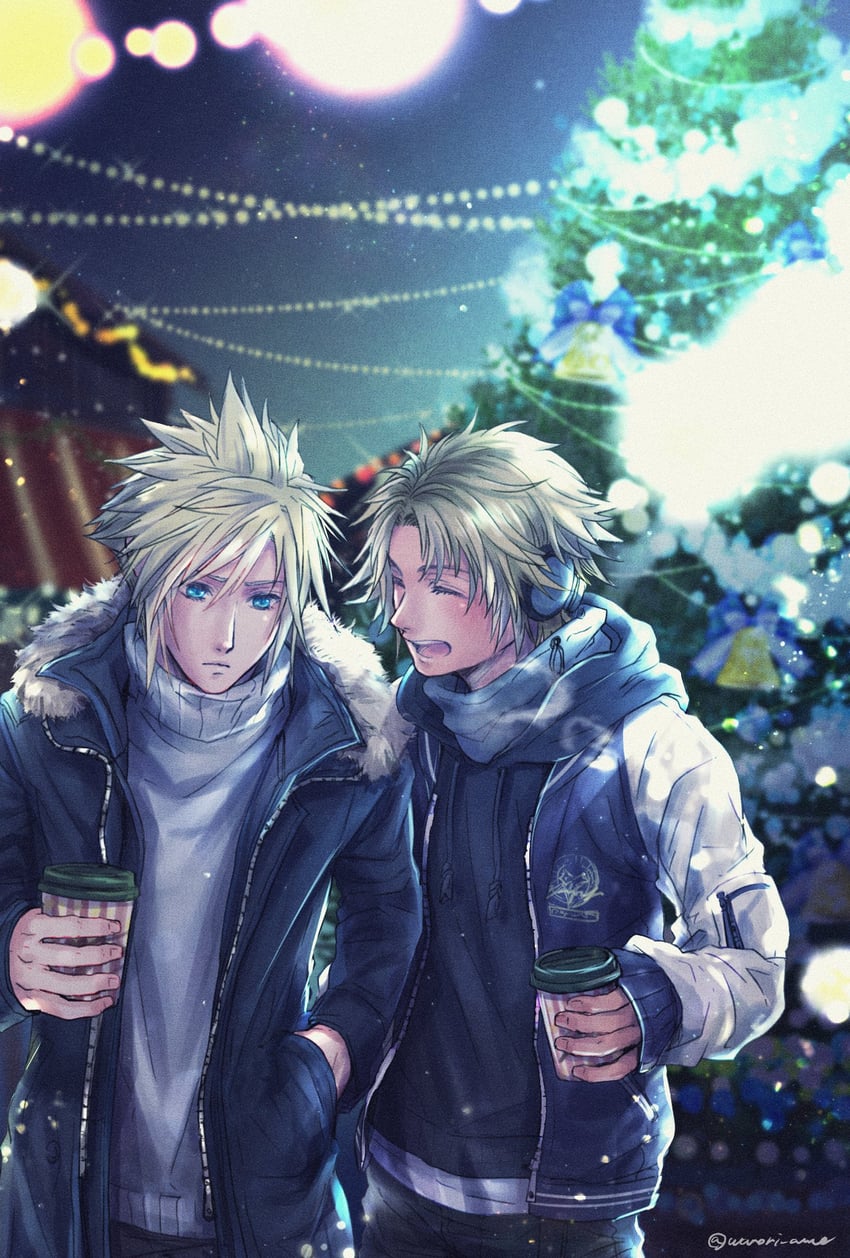 cloud strife and tidus (final fantasy and 2 more) drawn by warori_anne