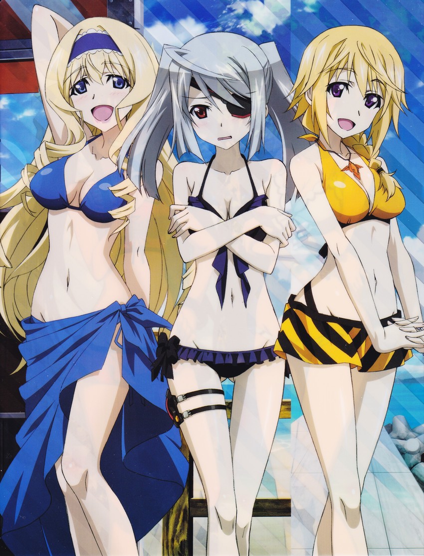 charlotte dunois, cecilia alcott, and laura bodewig (infinite stratos) drawn by hashimoto_takayoshi