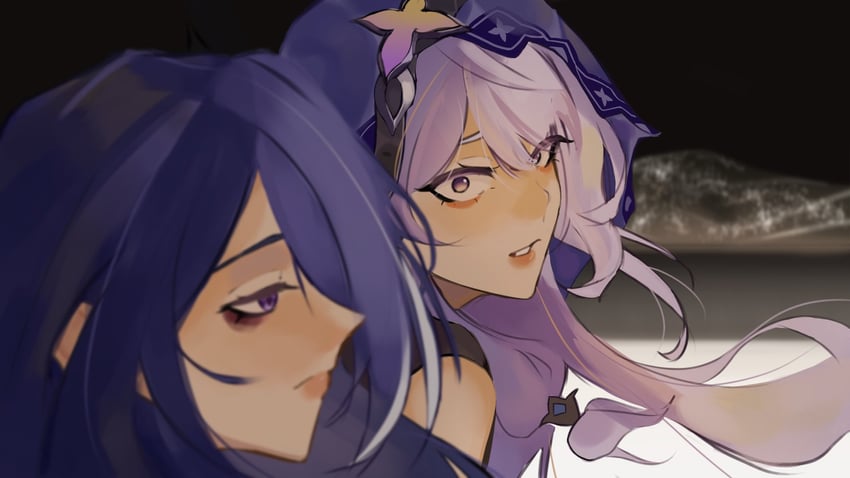 acheron and black swan (honkai and 2 more) drawn by yokii237