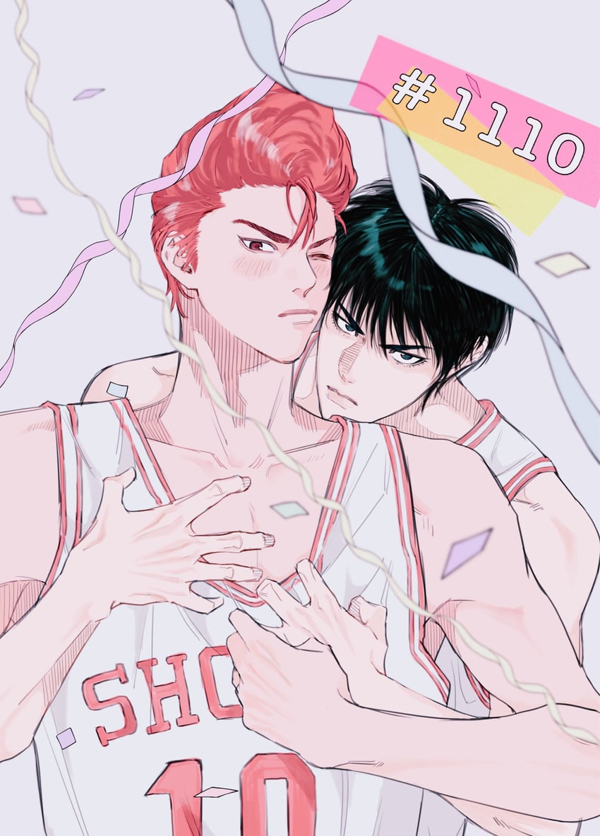 sakuragi hanamichi and rukawa kaede (slam dunk) drawn by bsk_rkw