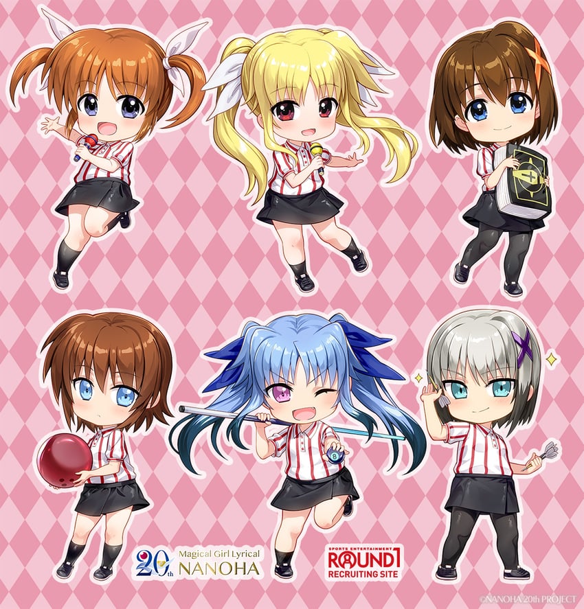 fate testarossa, takamachi nanoha, yagami hayate, stern the destructor, levi the slasher, and 2 more (lyrical nanoha and 3 more) drawn by fujima_takuya