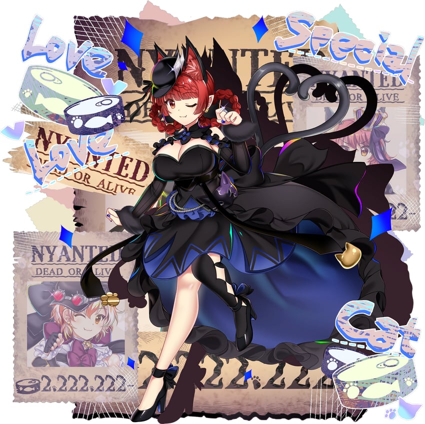 kaenbyou rin, chen, and goutokuji mike (touhou and 1 more) drawn by rotte_(1109)