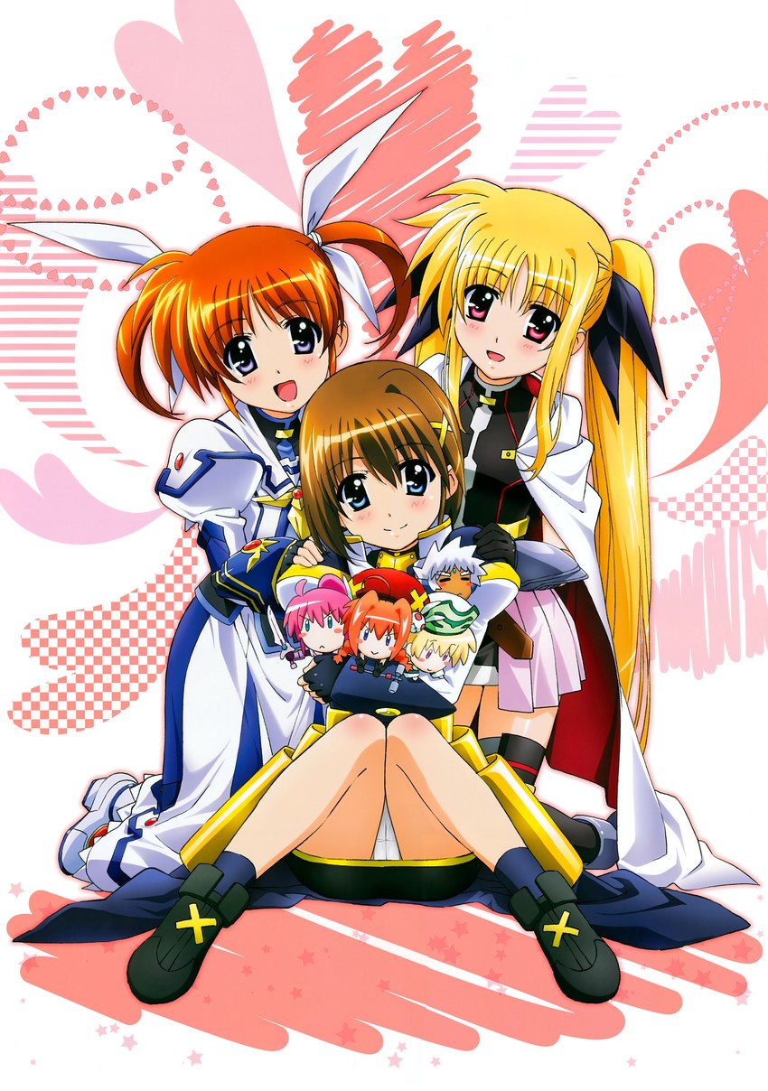 fate testarossa, takamachi nanoha, yagami hayate, vita, signum, and 4 more (lyrical nanoha and 3 more) drawn by okuda_yasuhiro