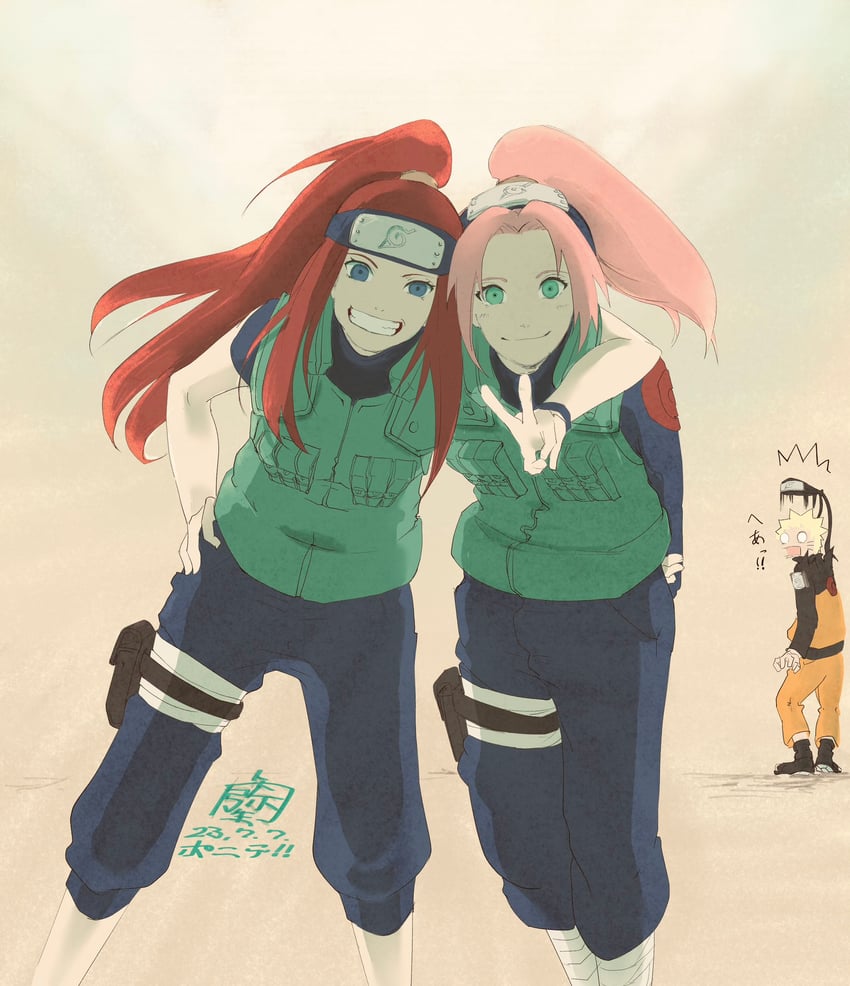 haruno sakura, uzumaki naruto, and uzumaki kushina (naruto and 2 more) drawn by nikuyayoi
