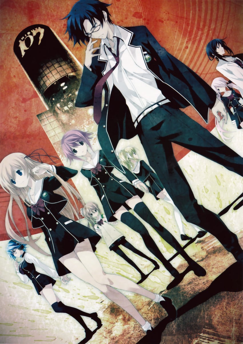 onoe serika, miyashiro takuru, arimura hinae, kurusu nono, kazuki hana, and 3 more (chaos;child) drawn by sasaki_mutsumi