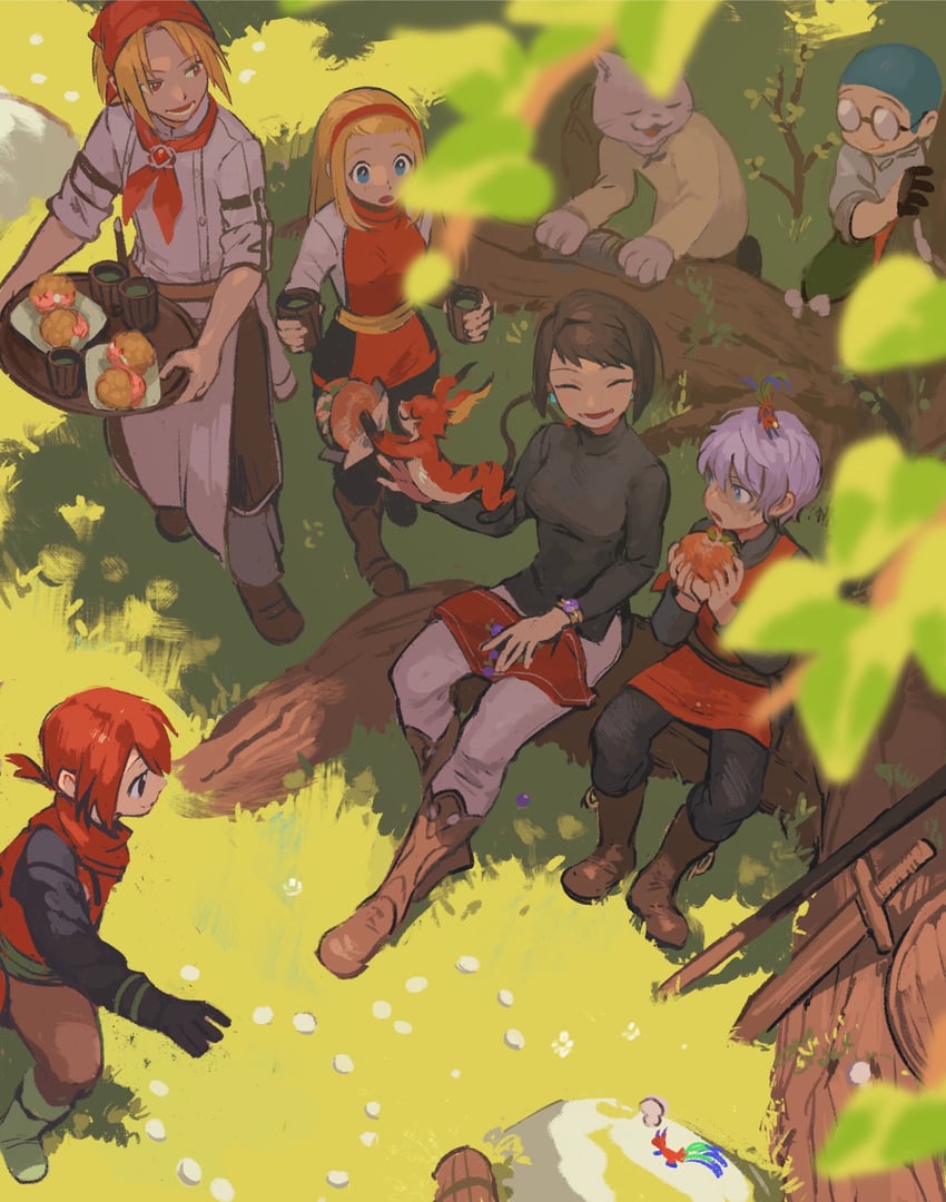 rudia of the moon smile, deere, solena, ridley, and poppo pompo (pixiv fantasia and 1 more) drawn by akaneko_(redakanekocat)