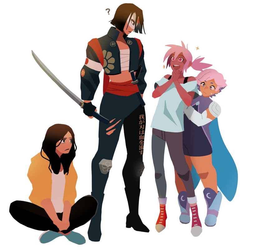 glimmer, katana, kipo oak, and the female (dc comics and 4 more) drawn by takamizo