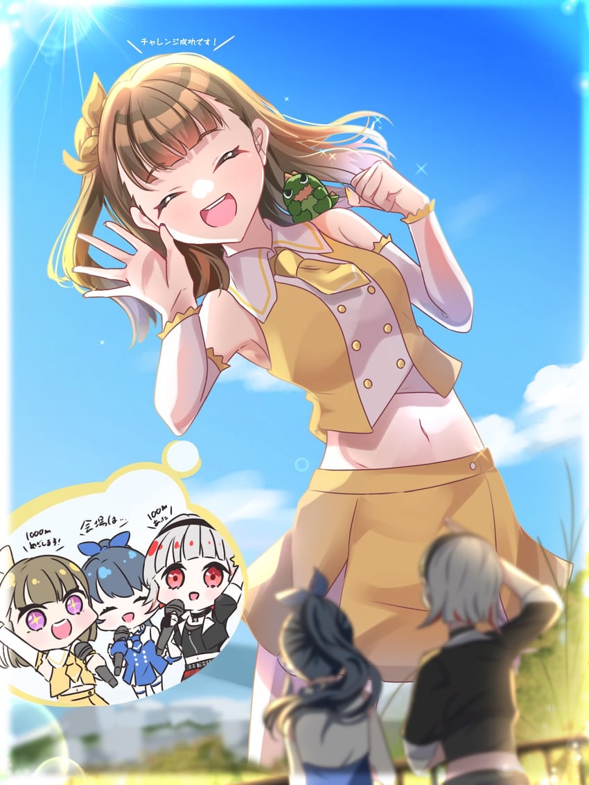 murano sayaka, yugiri tsuzuri, kachimachi kosuzu, and gonzales (love live! and 1 more) drawn by sakari_(pear_8_ll)