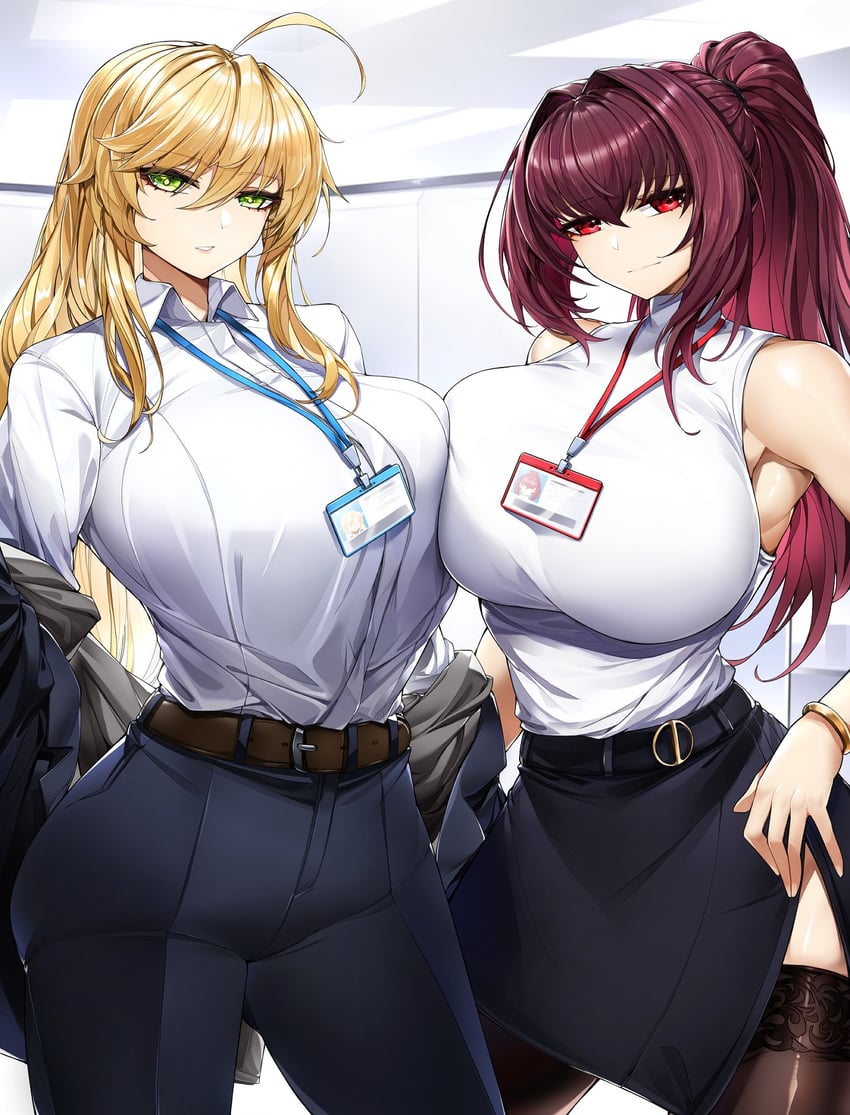 artoria pendragon and scathach (fate and 1 more) drawn by casul