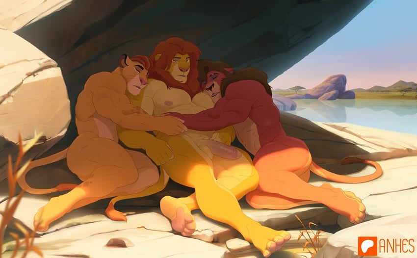 simba, kovu, and kion (the lion king and 2 more) drawn by anhesart