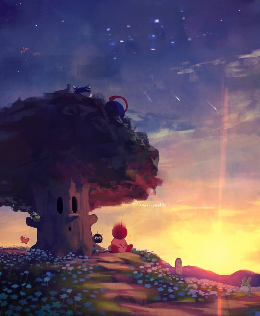 kirby, magolor, gooey, morpho knight, whispy woods, and 4 more (kirby) drawn by suyasuyabi