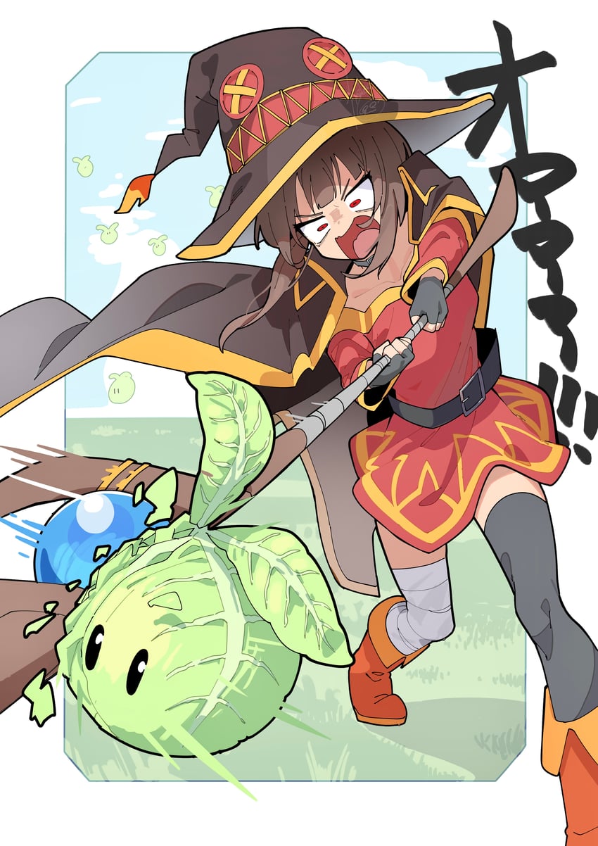 megumin and cabbage (kono subarashii sekai ni shukufuku wo!) drawn by hanten_(hantennano)