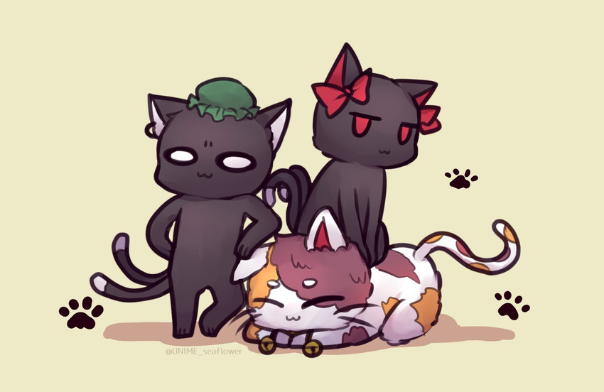 kaenbyou rin, chen, and goutokuji mike (touhou) drawn by unime_seaflower