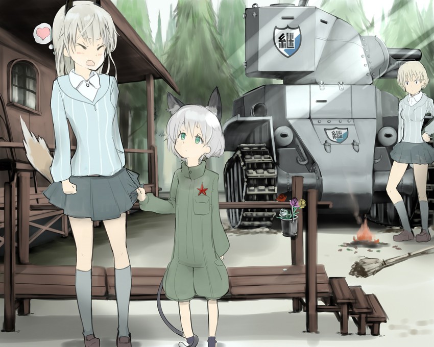 sanya v. litvyak and eila ilmatar juutilainen (girls und panzer and 2 more) drawn by warabe_yume