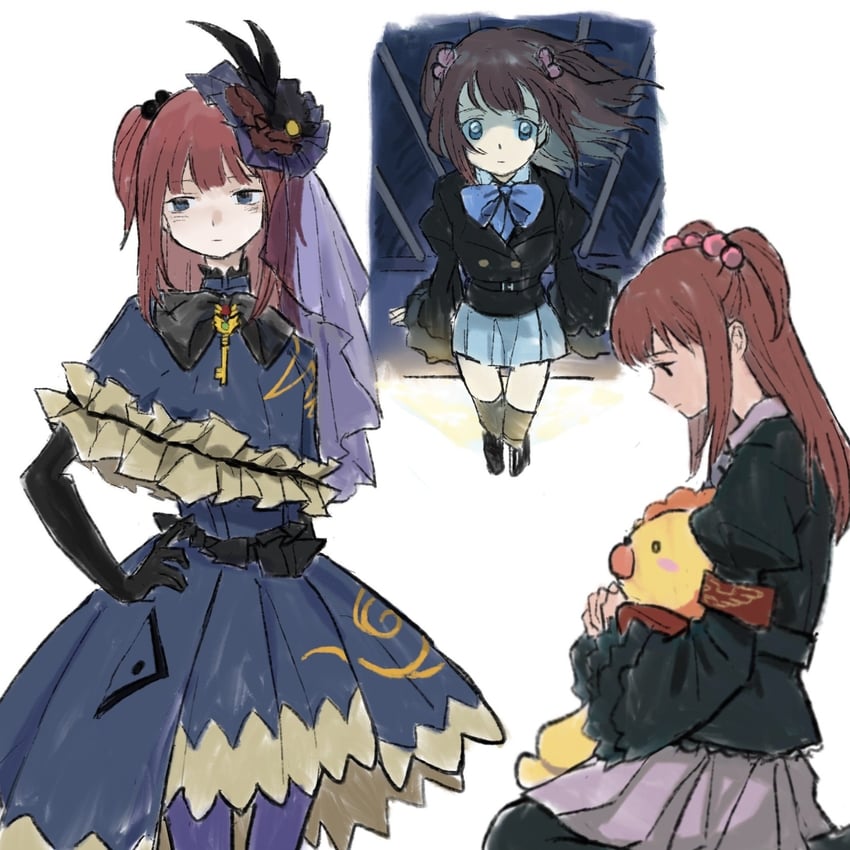 ushiromiya ange, sakutarou, and ange beatrice (umineko no naku koro ni) drawn by nihiru0513