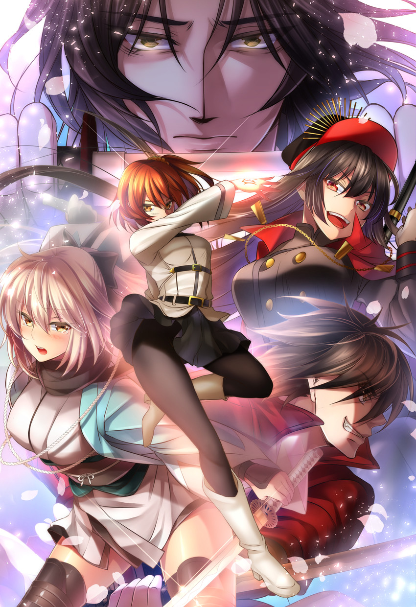 fujimaru ritsuka, okita souji, oda nobunaga, shimazu toyohisa, and hijikata toshizou (fate and 3 more) drawn by hatori_mia