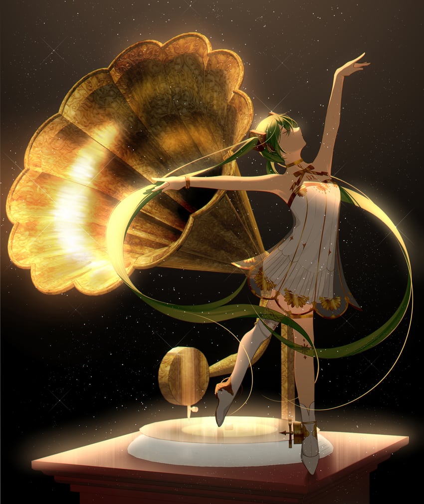 hatsune miku and gramophone miku (vocaloid and 1 more) drawn by kirina_zero