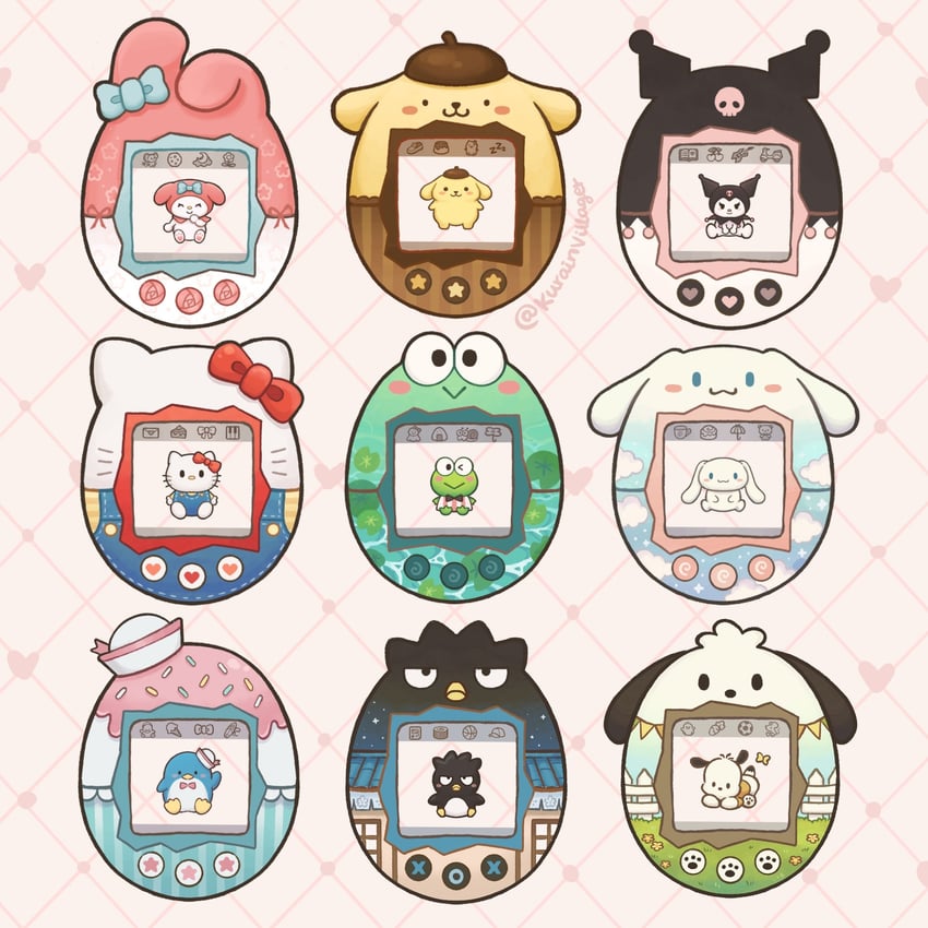 cinnamoroll, hello kitty, my melody, kuromi, pompompurin, and 4 more (sanrio and 5 more) drawn by kurain_villager