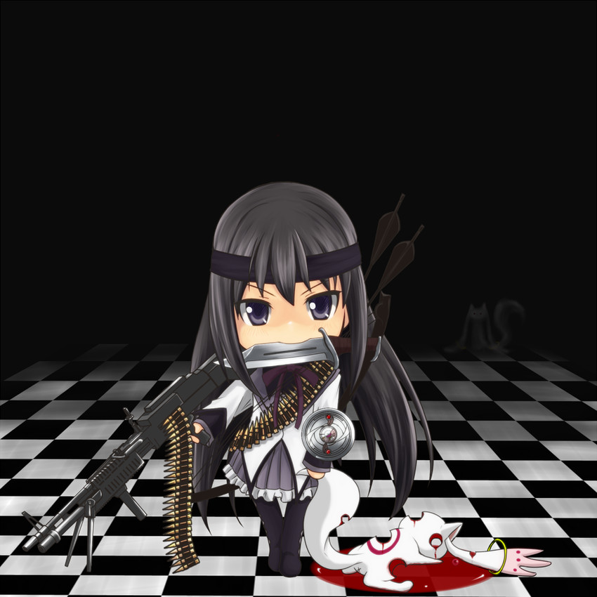 akemi homura and kyubey (mahou shoujo madoka magica) drawn by kyou_(tr-6)