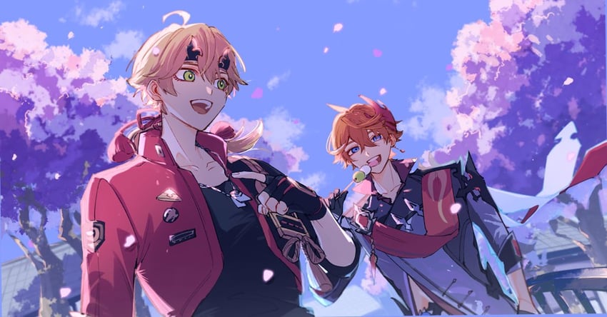 tartaglia and thoma (genshin impact) drawn by sakura_0270