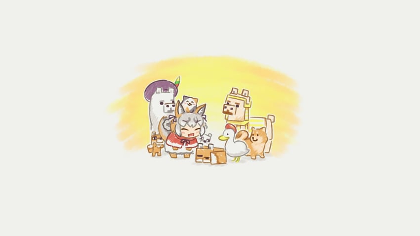 island fox, wolf, fox, and llama (kemono friends and 2 more) drawn by kuroi_ani