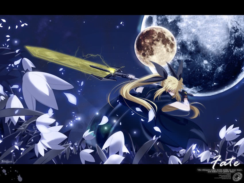 fate testarossa and bardiche (lyrical nanoha and 2 more) drawn by solwyvern