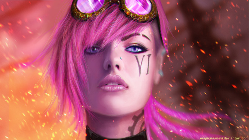 vi (league of legends) drawn by magicnaanavi