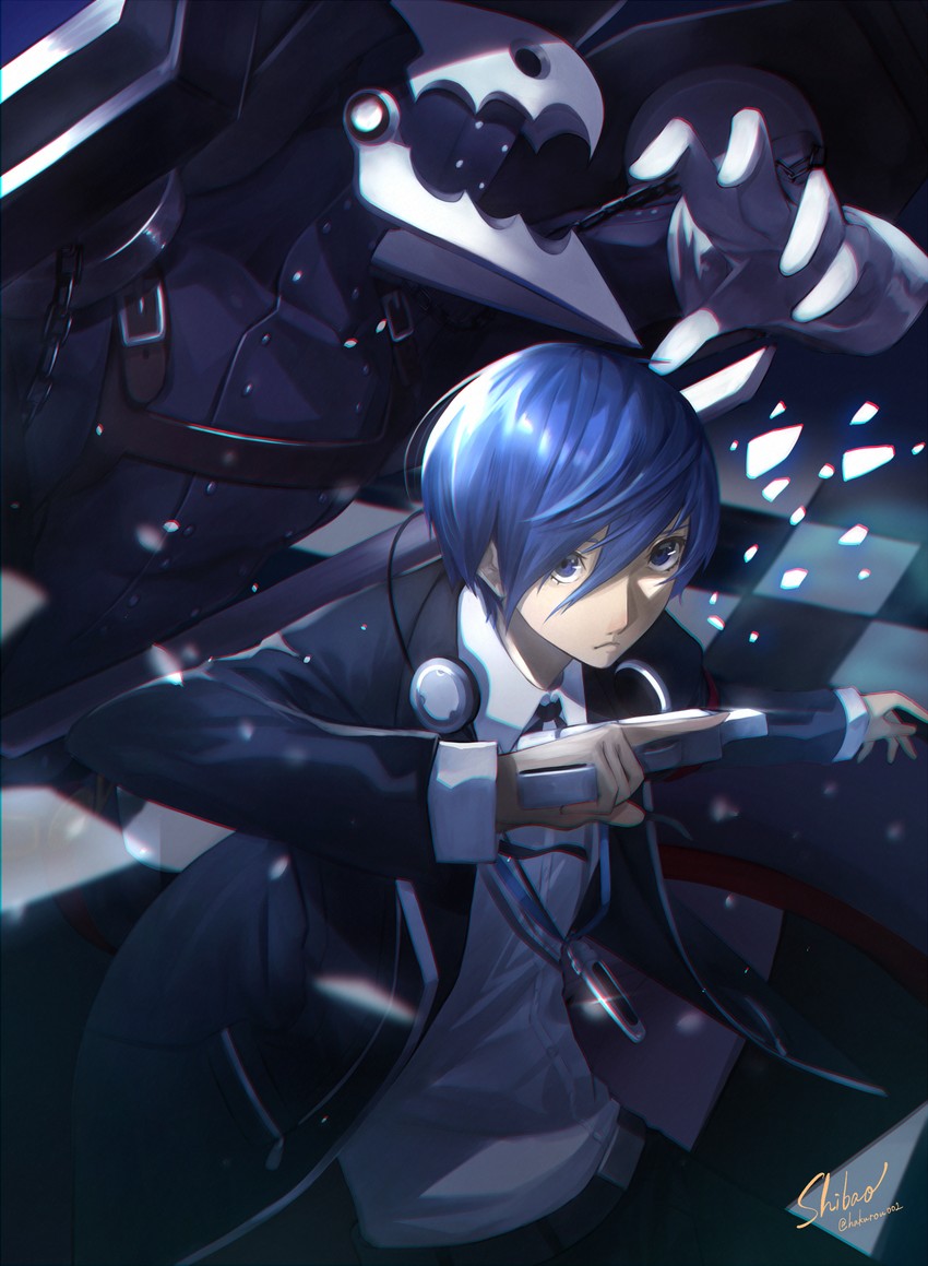 yuuki makoto and thanatos (persona and 1 more) drawn by gedou_hakurou