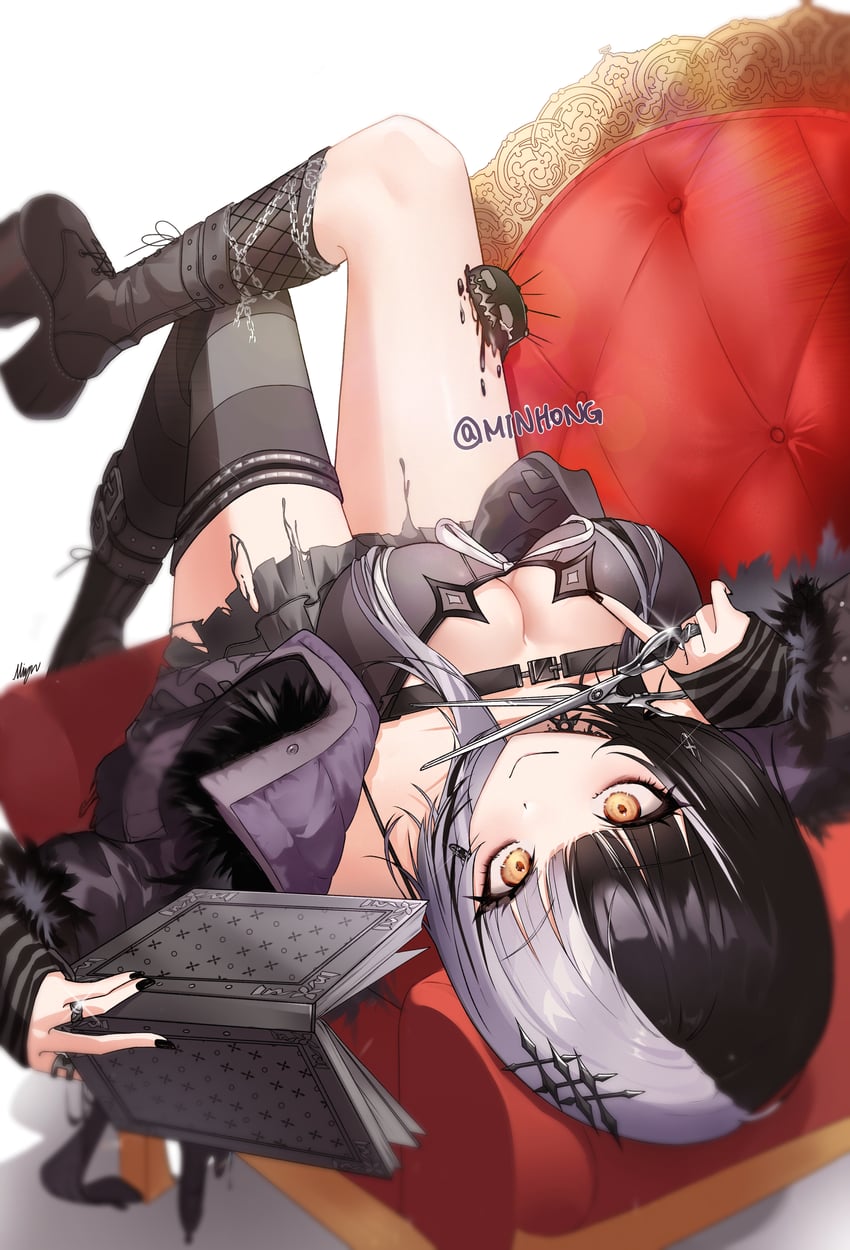 shiori novella and yorick (hololive and 1 more) drawn by minhong_7