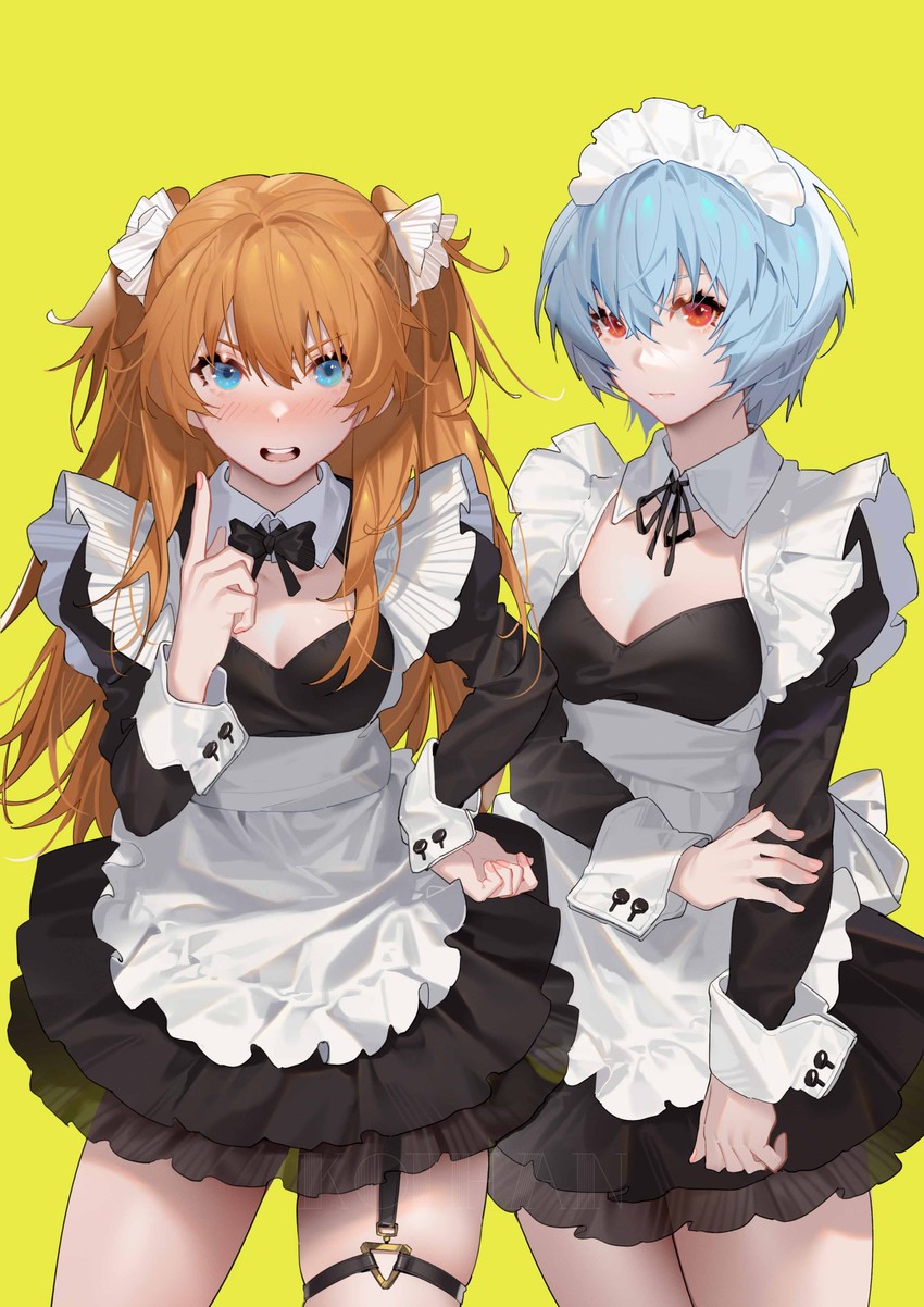 souryuu asuka langley and ayanami rei (neon genesis evangelion) drawn by koi_han