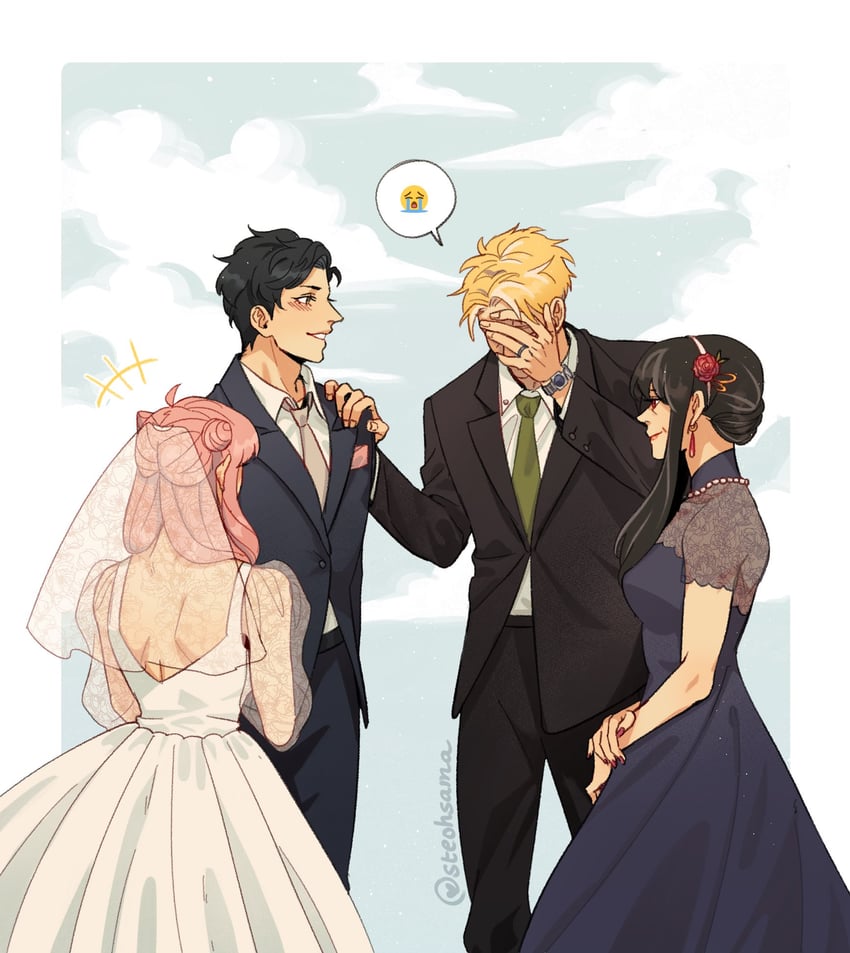 yor briar, anya, twilight, and damian desmond (spy x family) drawn by steohsama