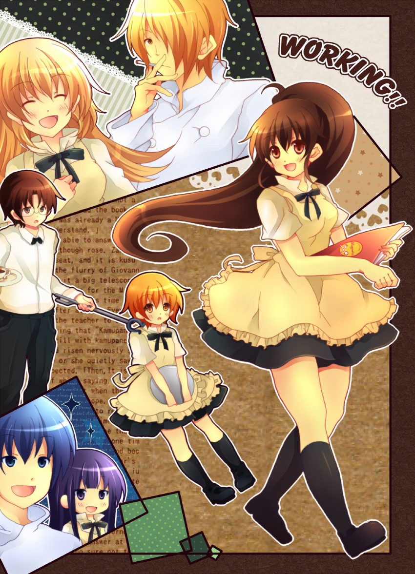 taneshima popura, inami mahiru, yamada aoi, todoroki yachiyo, satou jun, and 2 more (working!!) drawn by hanahubuki1991