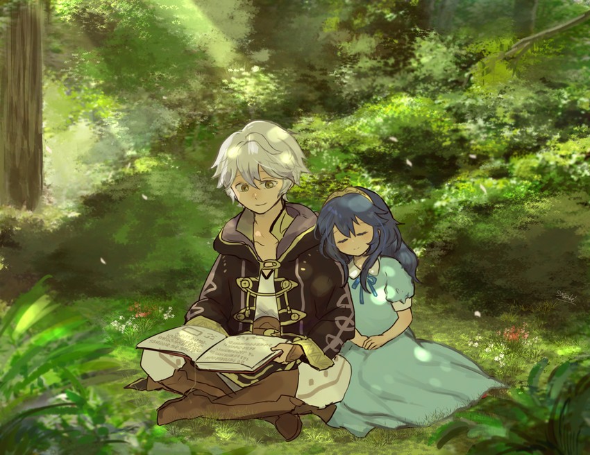 lucina and male robin (fire emblem and 1 more) drawn by sasaki_(dkenpisss)
