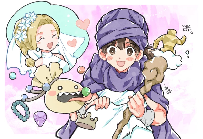 bianca and hero (dragon quest and 1 more) drawn by isa_(chiyo-s)