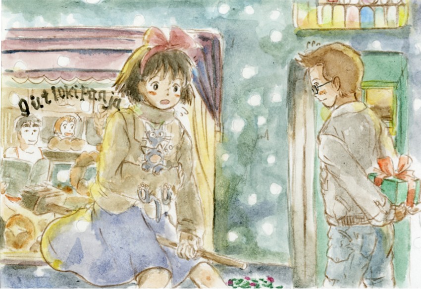 kiki, jiji, and tombo (majo no takkyuubin) drawn by thrux