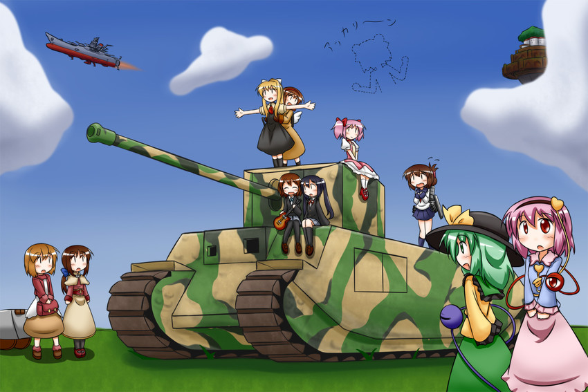 komeiji koishi, komeiji satori, kaname madoka, inazuma, nakano azusa, and 6 more (touhou and 11 more) drawn by souen428
