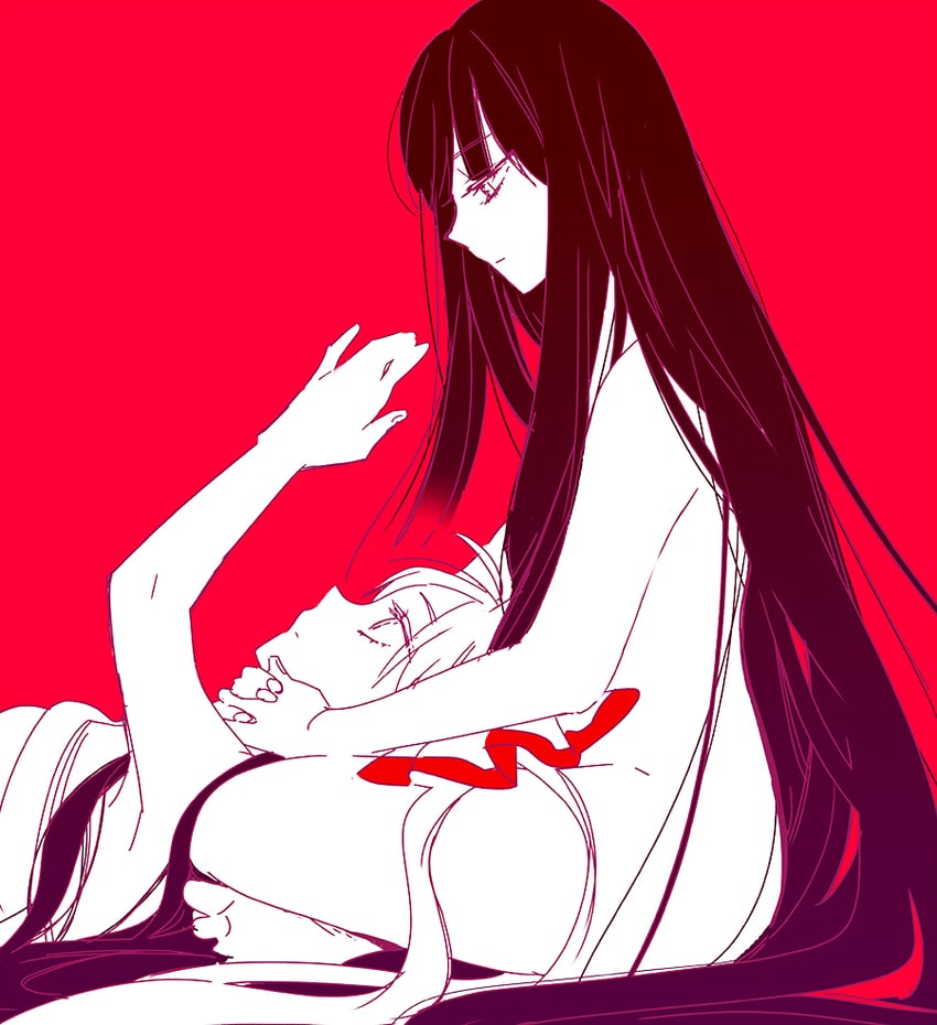 fujiwara no mokou and houraisan kaguya (touhou) drawn by yonu_(yonurime)
