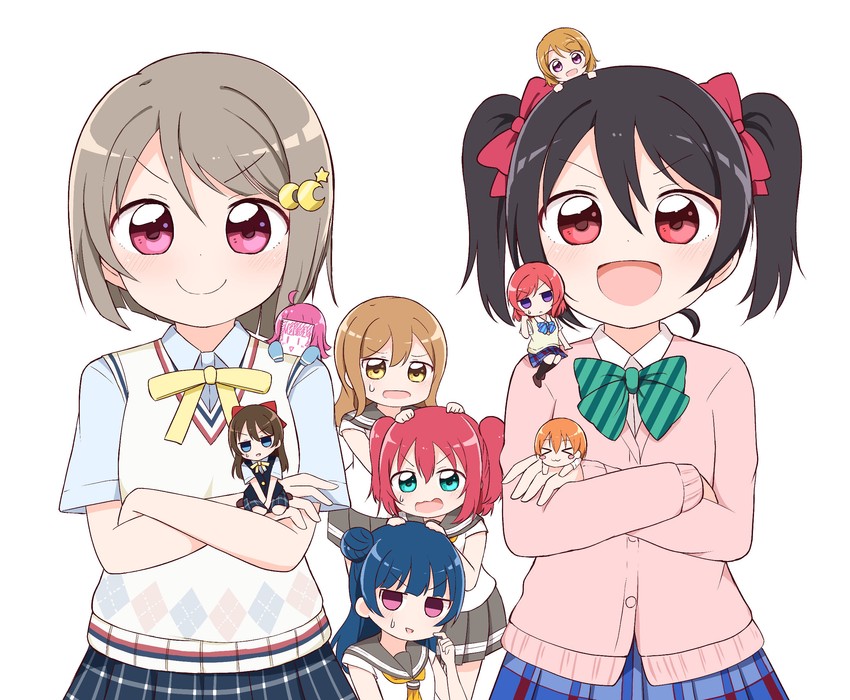 nishikino maki, yazawa nico, hoshizora rin, tsushima yoshiko, koizumi hanayo, and 5 more (love live! and 4 more) drawn by miyamaki