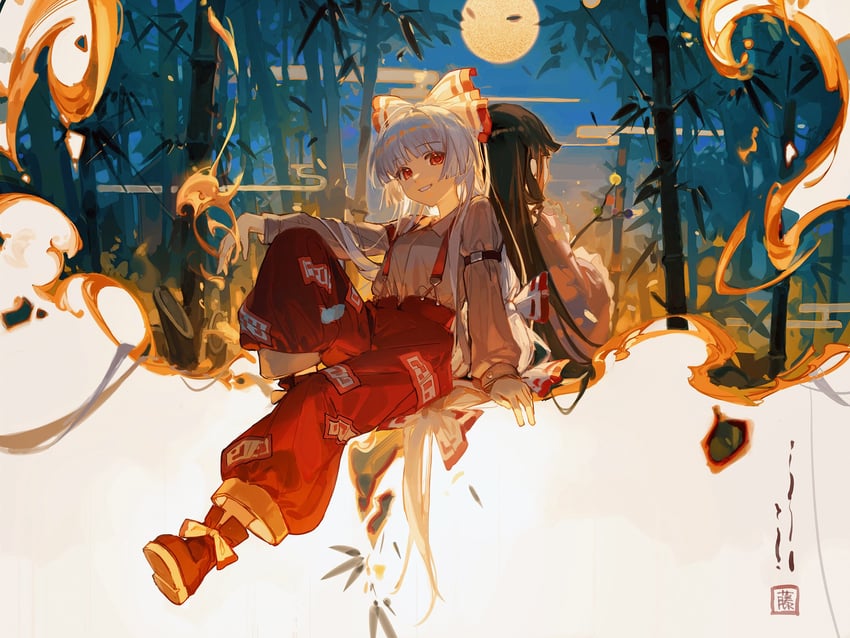 fujiwara no mokou and houraisan kaguya (touhou) drawn by ciloranko