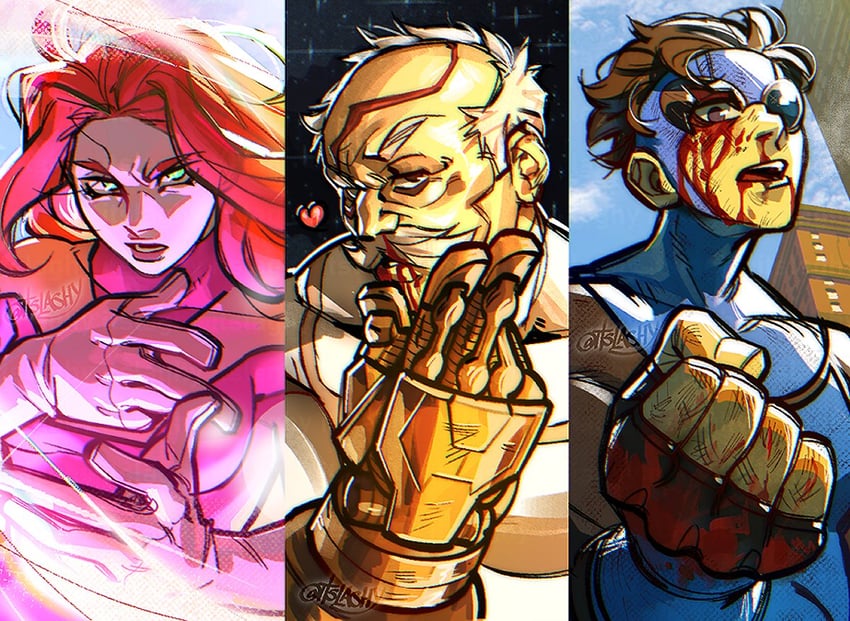 mark grayson, atom eve, invincible, and conquest (jujutsu kaisen and 1 more) drawn by itslaghy
