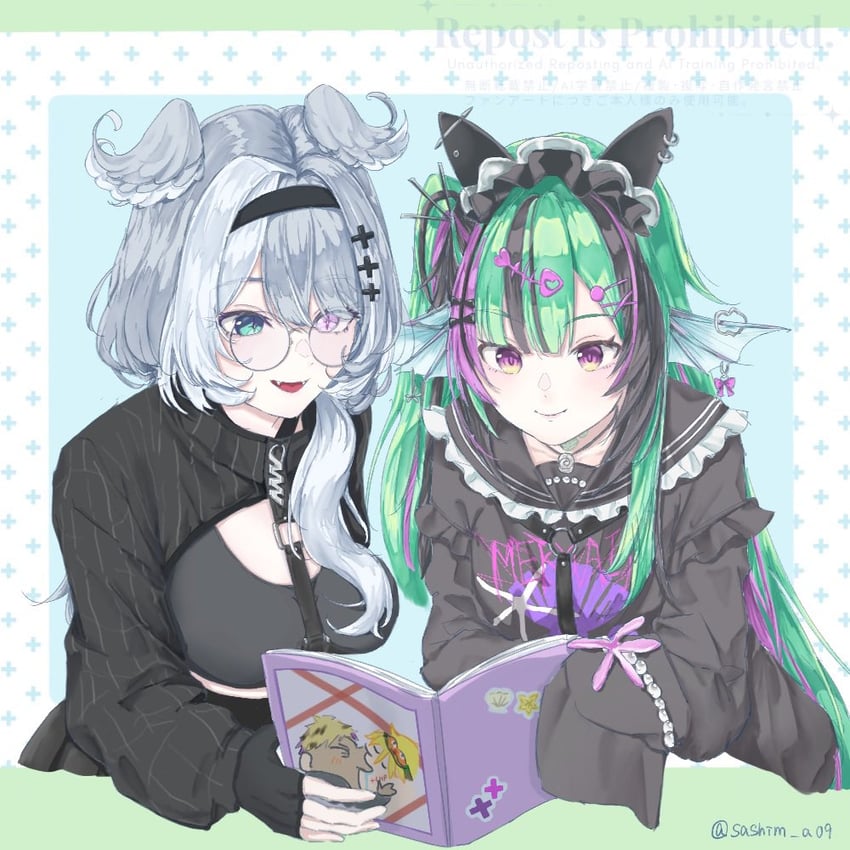 elira pendora, finana ryugu, vantacrow bringer, and yu q. wilson (nijisanji and 1 more) drawn by sashim_a09