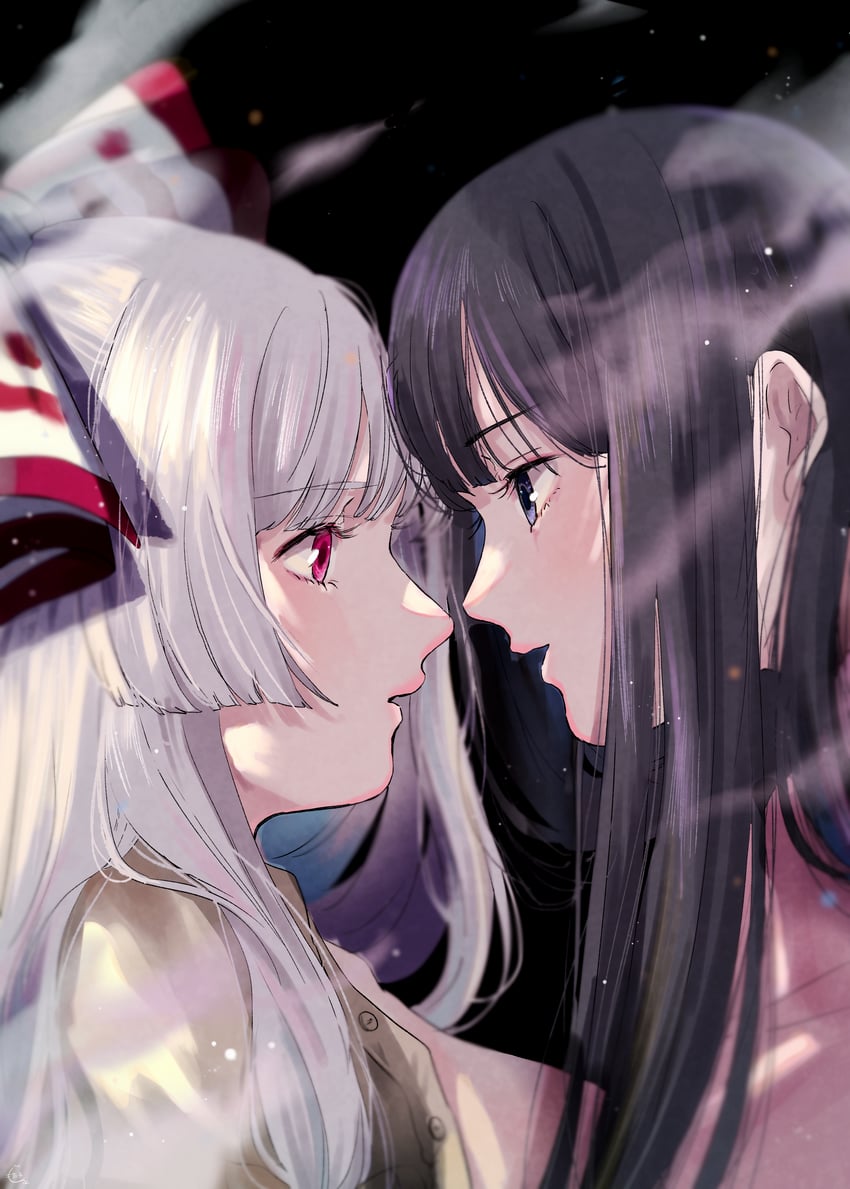 fujiwara no mokou and houraisan kaguya (touhou) drawn by mokoiscat