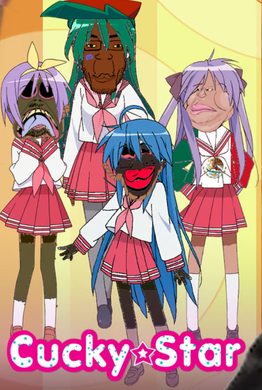 hiiragi kagami, izumi konata, hiiragi tsukasa, takara miyuki, wojak, and 1 more (lucky star and 1 more)