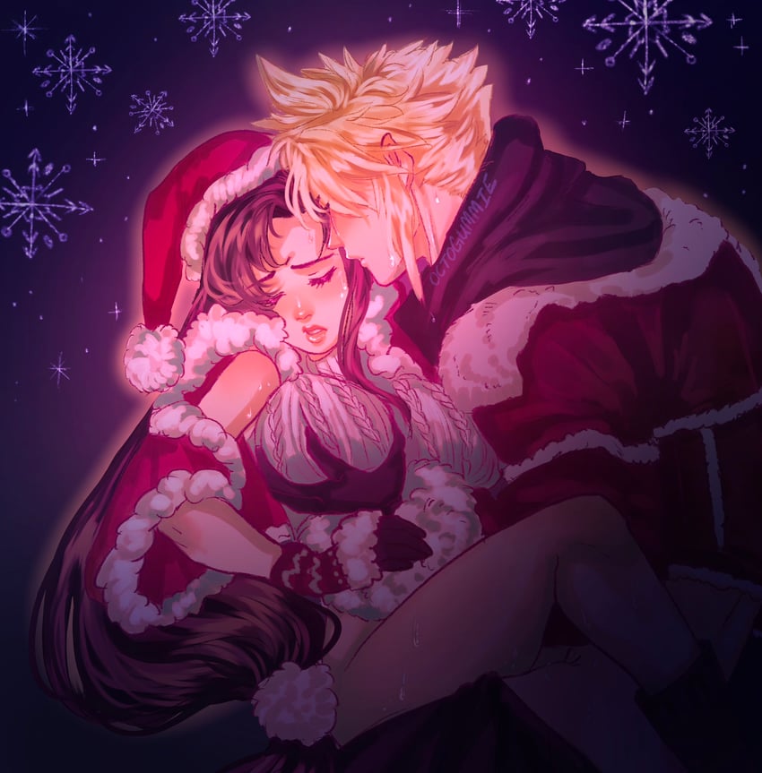 tifa lockhart and cloud strife (final fantasy and 2 more) drawn by octogummie