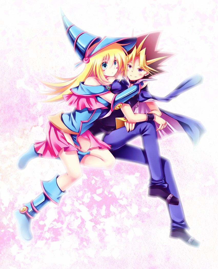 dark magician girl and yami yugi (yu-gi-oh! and 1 more) drawn by nobuda